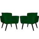 Ver imagem 1 de Kit 2 Poltronas Decorativa Geovana Suede Verde Pés Madeira Mz Decor