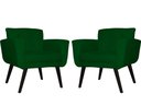 Ver imagem 1 de Kit 2 Poltronas Decorativa Geovana Suede Verde Pés Madeira Mz Decor