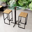 Ver imagem 1 de Conjunto Mesa Alta Bar Bistrô Redonda Vidro 2 Bancos Pinus Industrial Black Don Castro Decor Industr