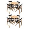 Kit 2 Jogos de Mesa Dobrável de Madeira Assento e Encosto Preto com 4 Cadeiras - 1