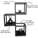 Ver imagem 3 de Suporte 3 Nichos Industrial de Parede Ferro e Mdf Preto