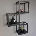 Ver imagem 1 de Suporte 3 Nichos Industrial de Parede Ferro e Mdf Preto
