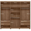 Ver imagem 7 de Guarda Roupa Casal Ripado 6 Portas de Bater 4 Gavetas MDP-MDF Jatobá Acetinado com Cômoda Havana