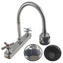 Ver imagem 1 de Torneira Duplo Jato Goumert Cromada Flexivel Articulada Misturador Frio Quente Mesa Bancada