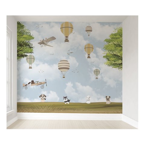 Papel de parede infantil  balão avião menino quarto de bebe M² PP15