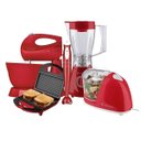 Ver imagem 1 de Conjunto Liquidificador, Batedeira, Sanduicheira Minigril, Mini Processador e Mixer Colors 220V Cade