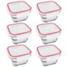 Kit 6 Potes de Vidro Quadrados Tampas Herméticas com Travas 500ml Marmitas Facilita Marinex - 1