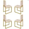 Conjunto Quatro Cadeiras Sala Jantar Barcelona Base Dourado:bege - 1