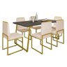Conjunto Quatro Cadeiras Sala Jantar Barcelona Base Dourado:bege - 3