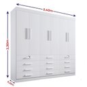 Ver imagem 2 de Guarda Roupa Casal 6 Portas 12 Gavetas sem Pés Mônaco Plus D Doro Cinamomo/off White