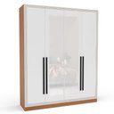 Ver imagem 3 de Guarda Roupa Roupeiro 4 Portas 4 Gavetas com Espelho Valência Freijó Branco Politorno Móveis
