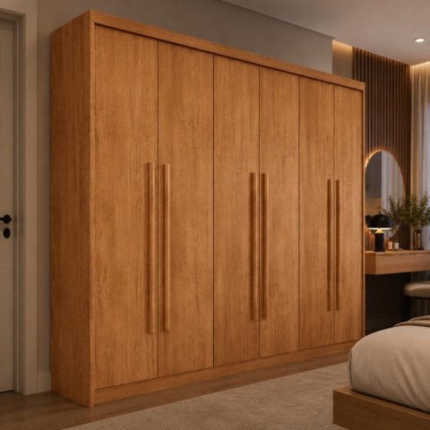 Guarda-Roupa Casal 100% MDF com 6 Portas e 2 Gavetas 180cm Multimóveis CR35516 Madeirado