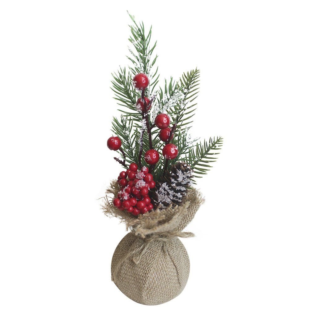 Enfeite de Mesa Natal Berry Vermelhos e Saco de Juta 28cm - 4