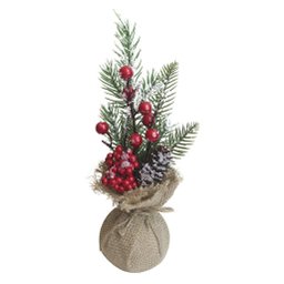 Enfeite de Mesa Natal Berry Vermelhos e Saco de Juta 28cm - 4