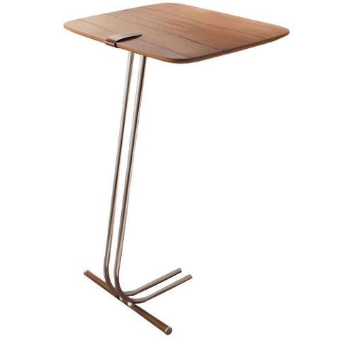 Mesa de Apoio Soft Castanho em Metal Champanhe