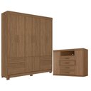 Ver imagem 1 de Guarda Roupa Casal 8 Portas Curitiba e Cômoda Havana Master Jatobá Acetinado - Santos Andirá