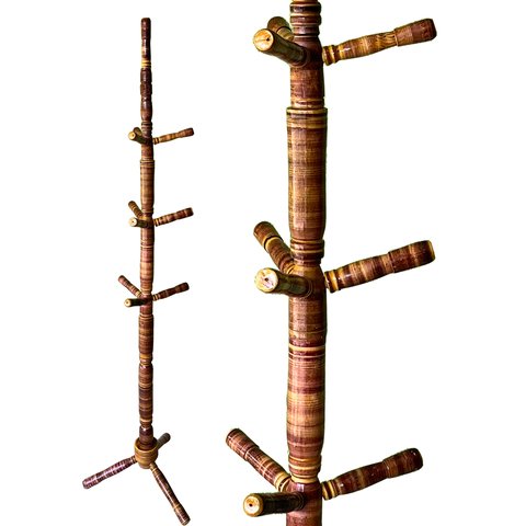 Cabideiro de Chao Rajado Envernizado Mancebo Arara de Roupas 10 Ganchos em Madeira Cabide