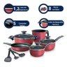 Jogo 8 Panelas Caçarola Panelas Completo e Utensilios - Cereja-preto - 6
