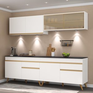 Cozinha Compacta 4 peças com Leds MP2021 Veneza Up Multimóveis Branca