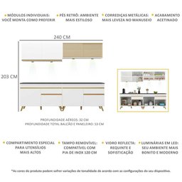 Cozinha Compacta 4 peças com Leds MP2021 Veneza Up Multimóveis Branca - 4