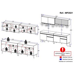 Cozinha Compacta 4 peças com Leds MP2021 Veneza Up Multimóveis Branca - 5