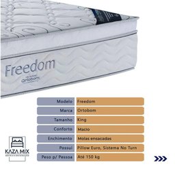 Cama Box Branco e Colchão Freedom Molas Ensacadas King Ortobom - 3
