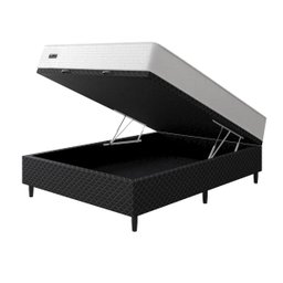 Cama Box Baú Casal + Colchão Molas Ensacadas Attractive Umaflex (138x188x67cm) Branco Box Preto - 1