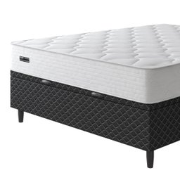 Cama Box Baú Casal + Colchão Molas Ensacadas Attractive Umaflex (138x188x67cm) Branco Box Preto - 8