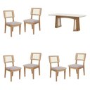 Ver imagem 3 de Conjunto de Mesa Oval e 6 Cadeiras Estofadas MDF Off White/Freijó Bolonha Marrom