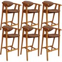 Ver imagem 1 de Kit 06 Banquetas Alta Cozinha Bancada Bar Sala de Jantar Fixa Cecília L02 Couríssimo Marrom - Lyam L