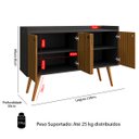 Ver imagem 6 de Aparador Buffet Pés Palito Retrô 4 Portas Decoração Sala Jantar Cantinho Café - Preto|ripado Nature