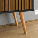 Ver imagem 5 de Aparador Buffet Pés Palito Retrô 4 Portas Decoração Sala Jantar Cantinho Café - Preto|ripado Nature