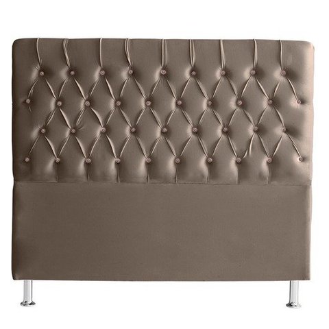 Cabeceira de Cama Box Bella King 195 Cm Suede Botão Cristal Capuccino Ec Móveis
