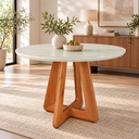 Ver mais imagens de Mesa de Jantar Redonda 4 Lugares 100cm Pés Madeira Moderno