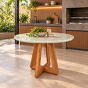 Ver imagem 1 de Mesa de Jantar Redonda 4 Lugares 100cm Pés Madeira Moderno