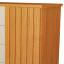 Ver imagem 5 de Cômoda com 4 Gavetas 1 Porta Ripada Puxadores de Couro Pés Madeira Quarto