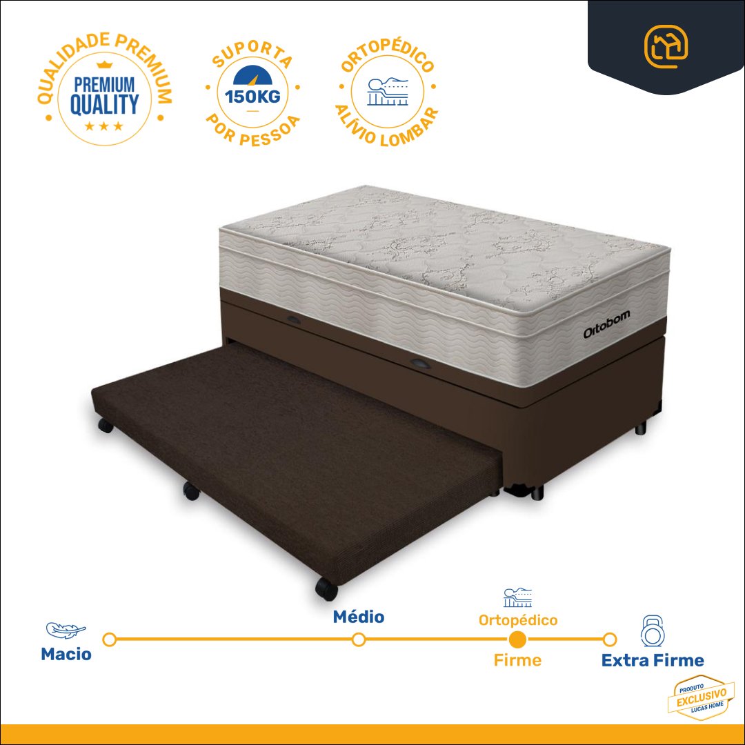 Cama Box Baú e Auxiliar Solteiro + Colchão de Molas Ensacadas Ortobom Airtech Springpocket - 3