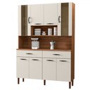 Ver imagem 2 de Armário de Cozinha com Balcão Star 8 Portas 2 Gavetas com Vidro Nogueira/off White - Pnr Móveis