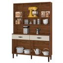 Ver imagem 3 de Armário de Cozinha com Balcão Star 8 Portas 2 Gavetas com Vidro Nogueira/off White - Pnr Móveis