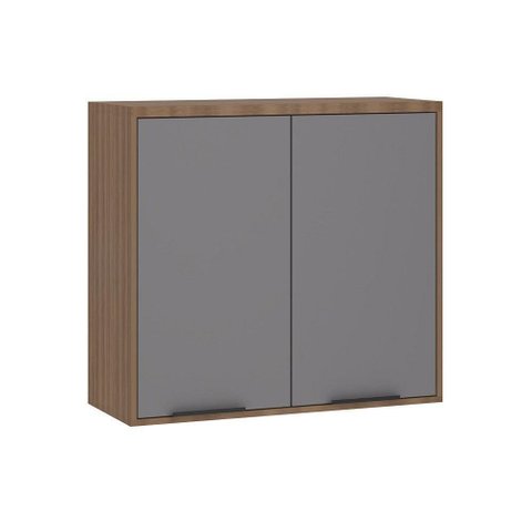 Armário Aéreo de Cozinha 80cm 2 Portas Aspen Luciane Móveis Vanilla com Cinza Puro