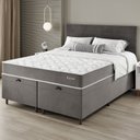 Ver imagem 1 de Conjunto Colchão Mola Ensacada e Base Box Baú Queen 65x158cm Eros Yescasa Cinza