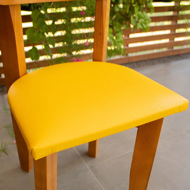 Cadeira Infantil de Madeira Maciça com Estofado Amarelo - 7