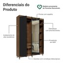 Ver imagem 4 de Guarda-Roupa Solteiro com Pés 4 Portas Batentes com Espelho Rustic/Preto/Preto Saturno Madesa