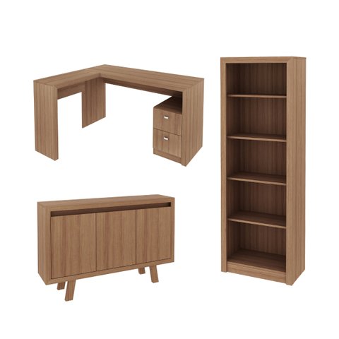 Conjunto para Escritório 3 Peças Amêndoa Tecnomobili