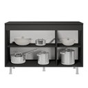 Ver imagem 3 de Balcão Buffet Gabinete de Cozinha Lux 120cm 100% Mdf com Tampo 03 Portas Preto - Desk Design
