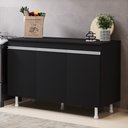 Ver imagem 2 de Balcão Buffet Gabinete de Cozinha Lux 120cm 100% Mdf com Tampo 03 Portas Preto - Desk Design