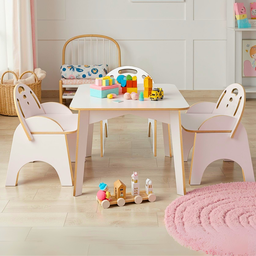 Kit Mesinha para Criança Educativa com 4 Cadeiras Portátil Brinquedo Encaixe Infantil Multifuncional - 4