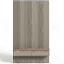 Ver imagem 7 de Painel Ripado para TV 60 pol com Bancada Suspensa Orgânica 141cm Slats L05 Tauari Gris Fosco - Lyam