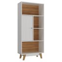 Ver imagem 2 de Estante para Quarto 1 Porta Maven Espresso Móveis Branco/Nogal
