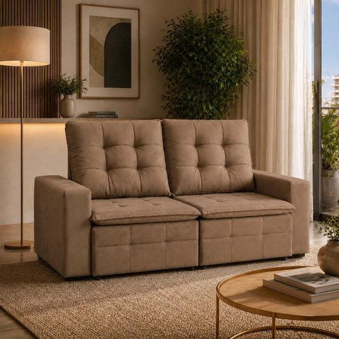 Sofa Retratil e Reclinavel 3 Lugares Soberano Marrom Inovaflex